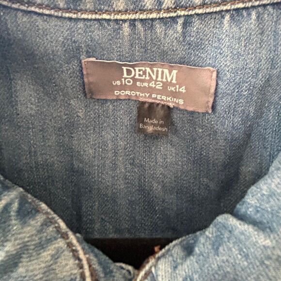 Women's Distressed Blue Jean Jacket Sz 10 Denim by Dorothy Perkins Brand Denim - Picture 5 of 8